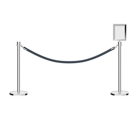 Crown Top Post and Rope Stanchion Kit with Sign Frame - Montour Line - Crowd Control Warehouse