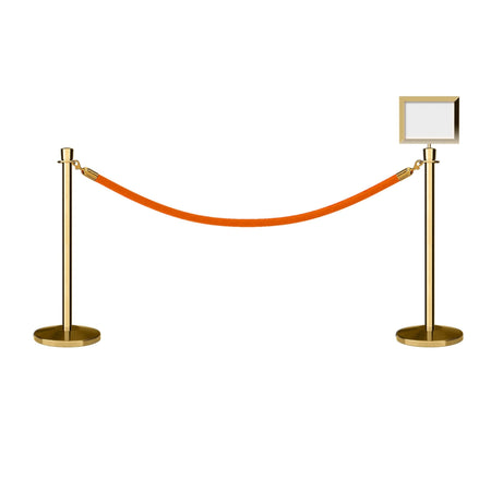 Crown Top Post and Rope Stanchion Kit with Sign Frame - Montour Line - Crowd Control Warehouse