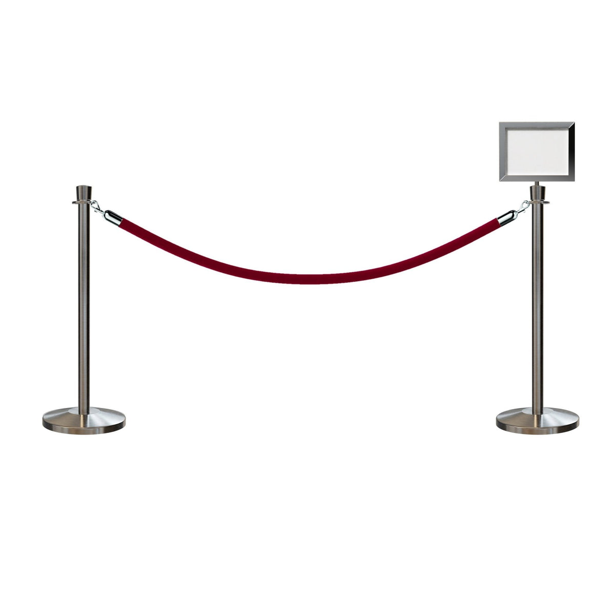 Crown Top Post and Rope Stanchion Kit with Sign Frame - Montour Line - Crowd Control Warehouse