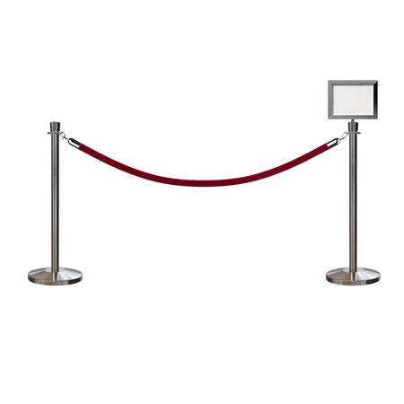 Crown Top Post and Rope Stanchion Kit with Sign Frame - Montour Line - Crowd Control Warehouse