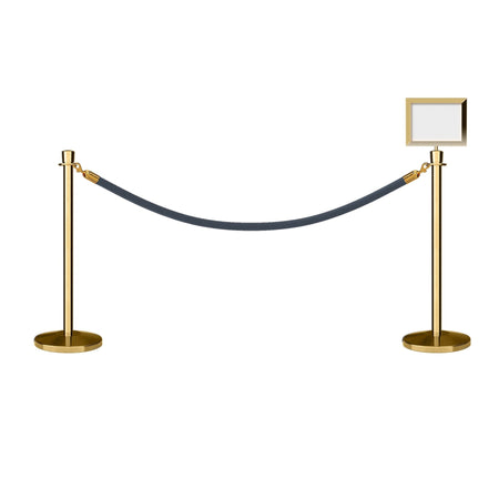 Crown Top Post and Rope Stanchion Kit with Sign Frame - Montour Line - Crowd Control Warehouse