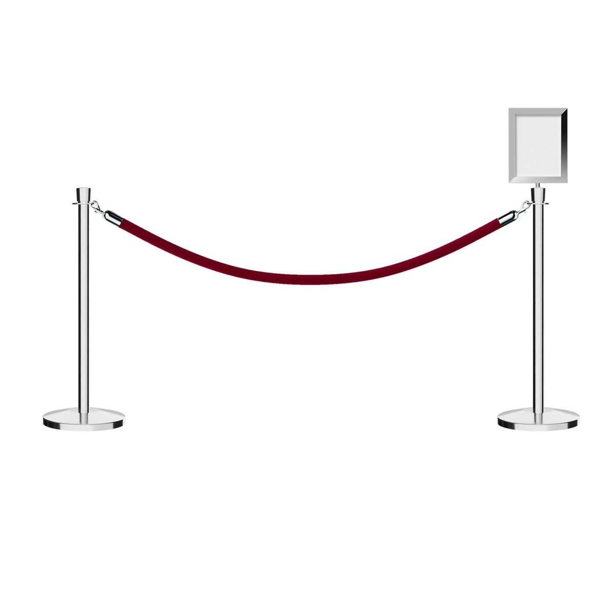 Crown Top Post and Rope Stanchion Kit with Sign Frame - Montour Line - Crowd Control Warehouse