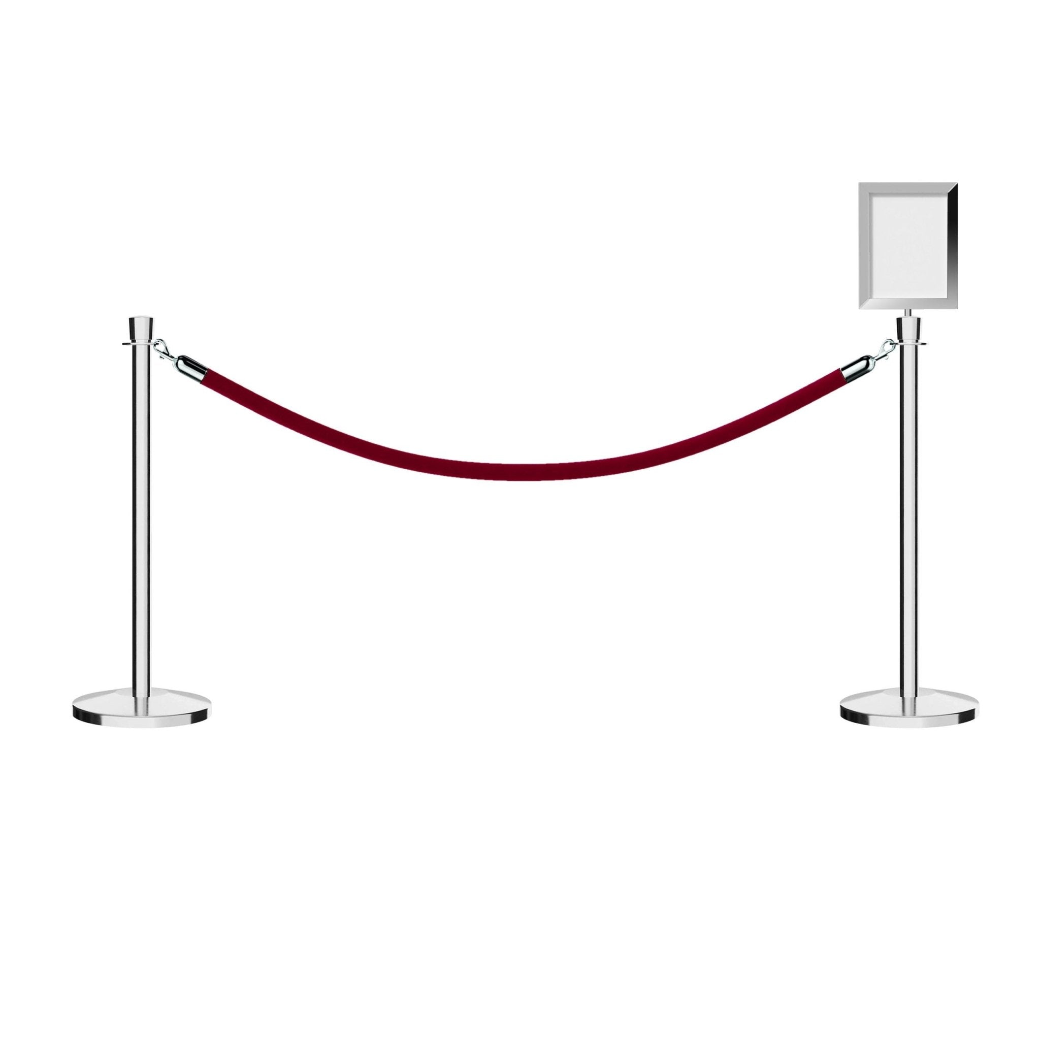 Crown Top Post and Rope Stanchion Kit with Sign Frame - Montour Line - Crowd Control Warehouse