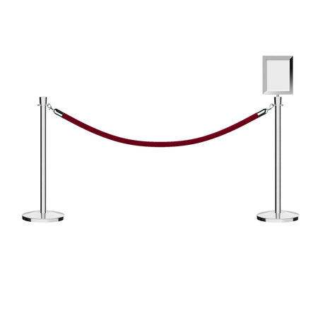 Crown Top Post and Rope Stanchion Kit with Sign Frame - Montour Line - Crowd Control Warehouse