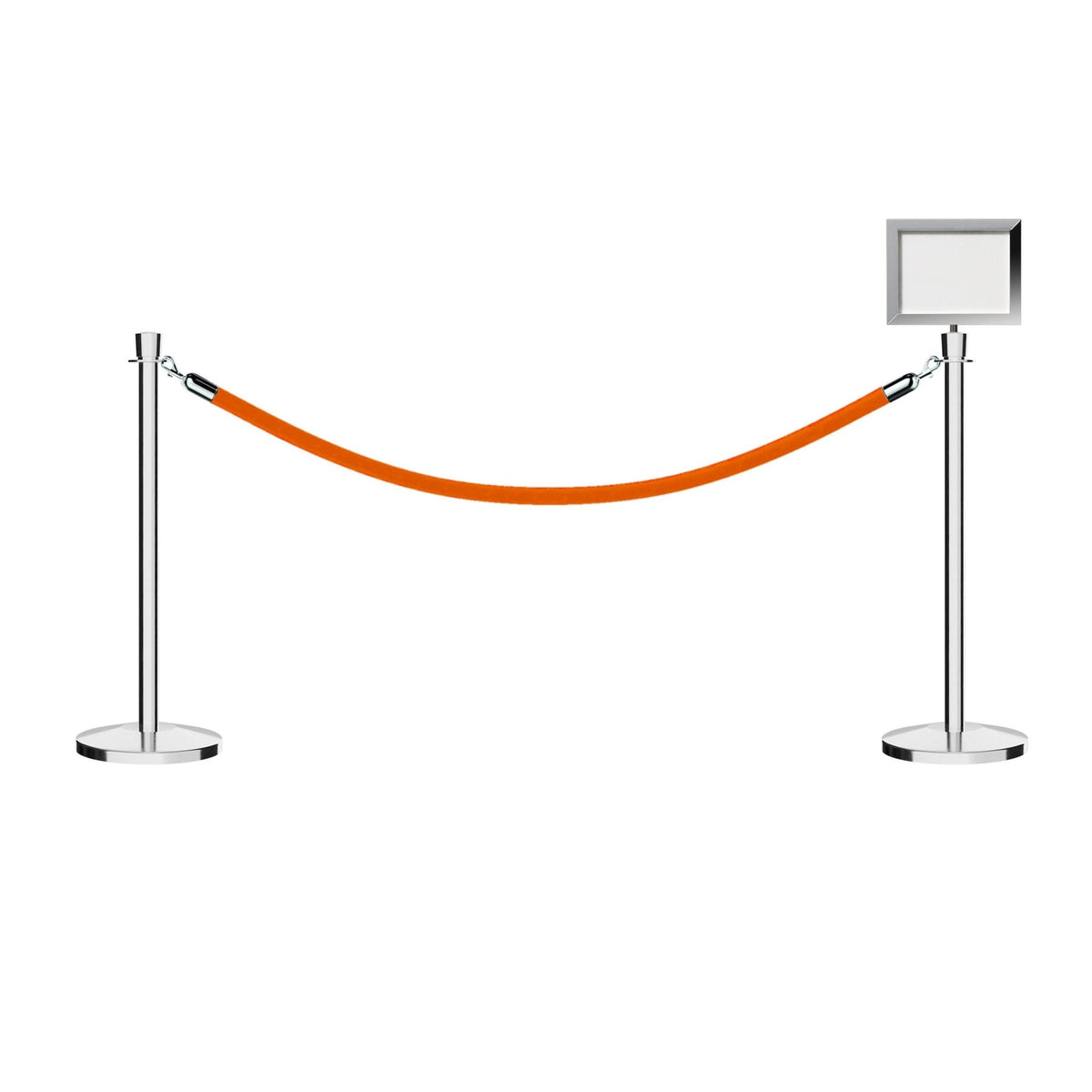 Crown Top Post and Rope Stanchion Kit with Sign Frame - Montour Line - Crowd Control Warehouse