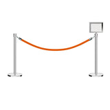 Crown Top Post and Rope Stanchion Kit with Sign Frame - Montour Line - Crowd Control Warehouse