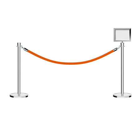 Crown Top Post and Rope Stanchion Kit with Sign Frame - Montour Line - Crowd Control Warehouse