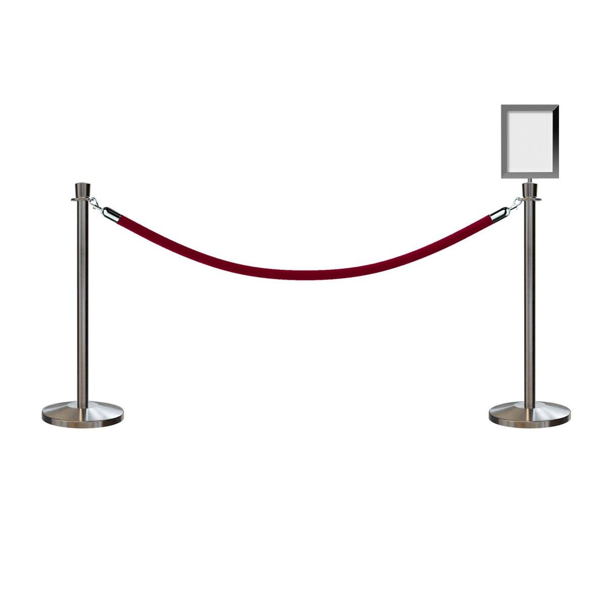 Crown Top Post and Rope Stanchion Kit with Sign Frame - Montour Line - Crowd Control Warehouse