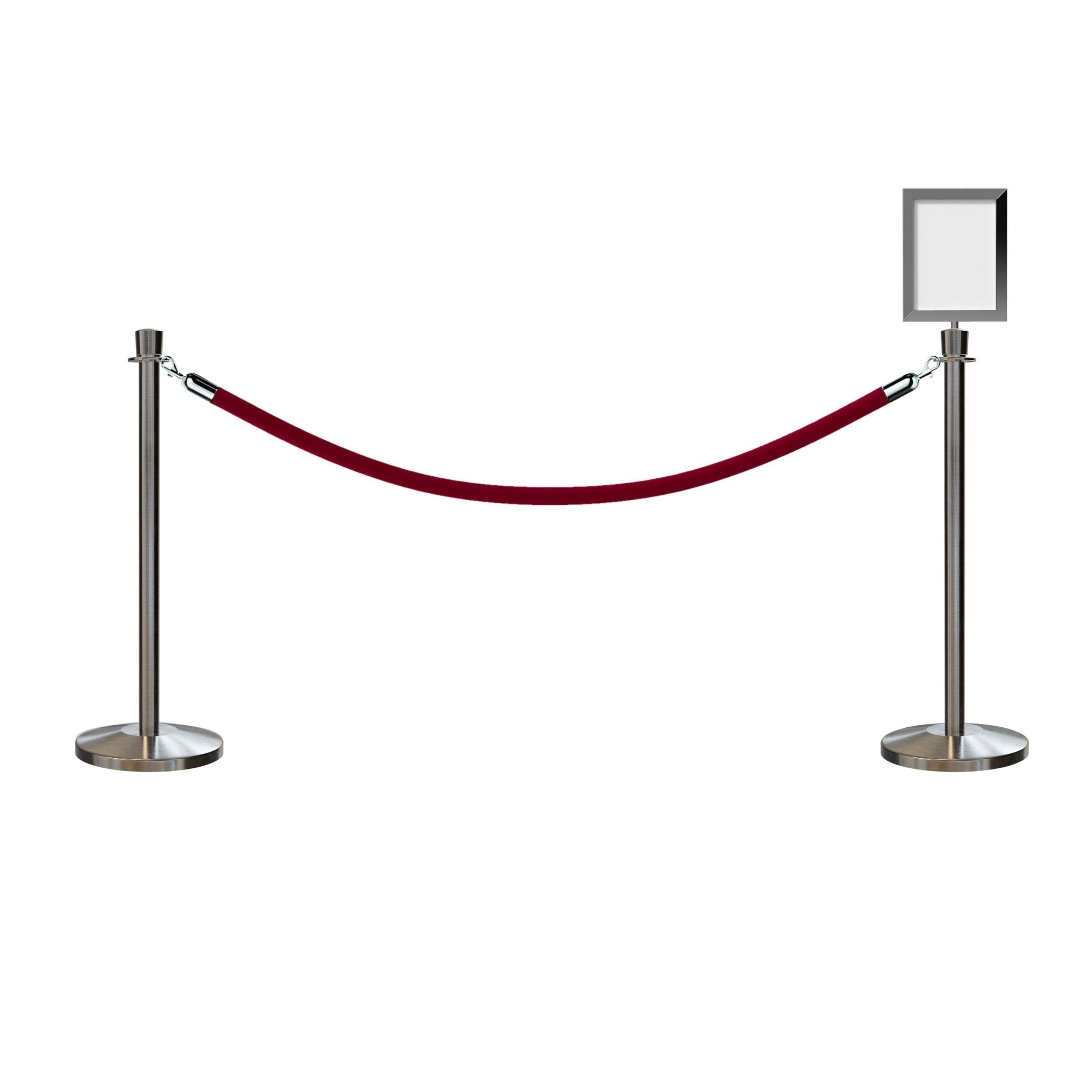Crown Top Post and Rope Stanchion Kit with Sign Frame - Montour Line - Crowd Control Warehouse