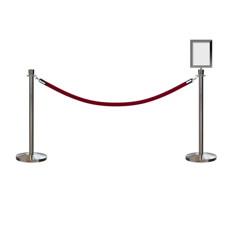 Crown Top Post and Rope Stanchion Kit with Sign Frame - Montour Line - Crowd Control Warehouse