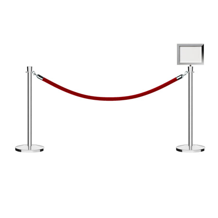Crown Top Post and Rope Stanchion Kit with Sign Frame - Montour Line - Crowd Control Warehouse