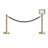 Crown Top Post and Rope Stanchion Kit with Sign Frame - Montour Line - Crowd Control Warehouse