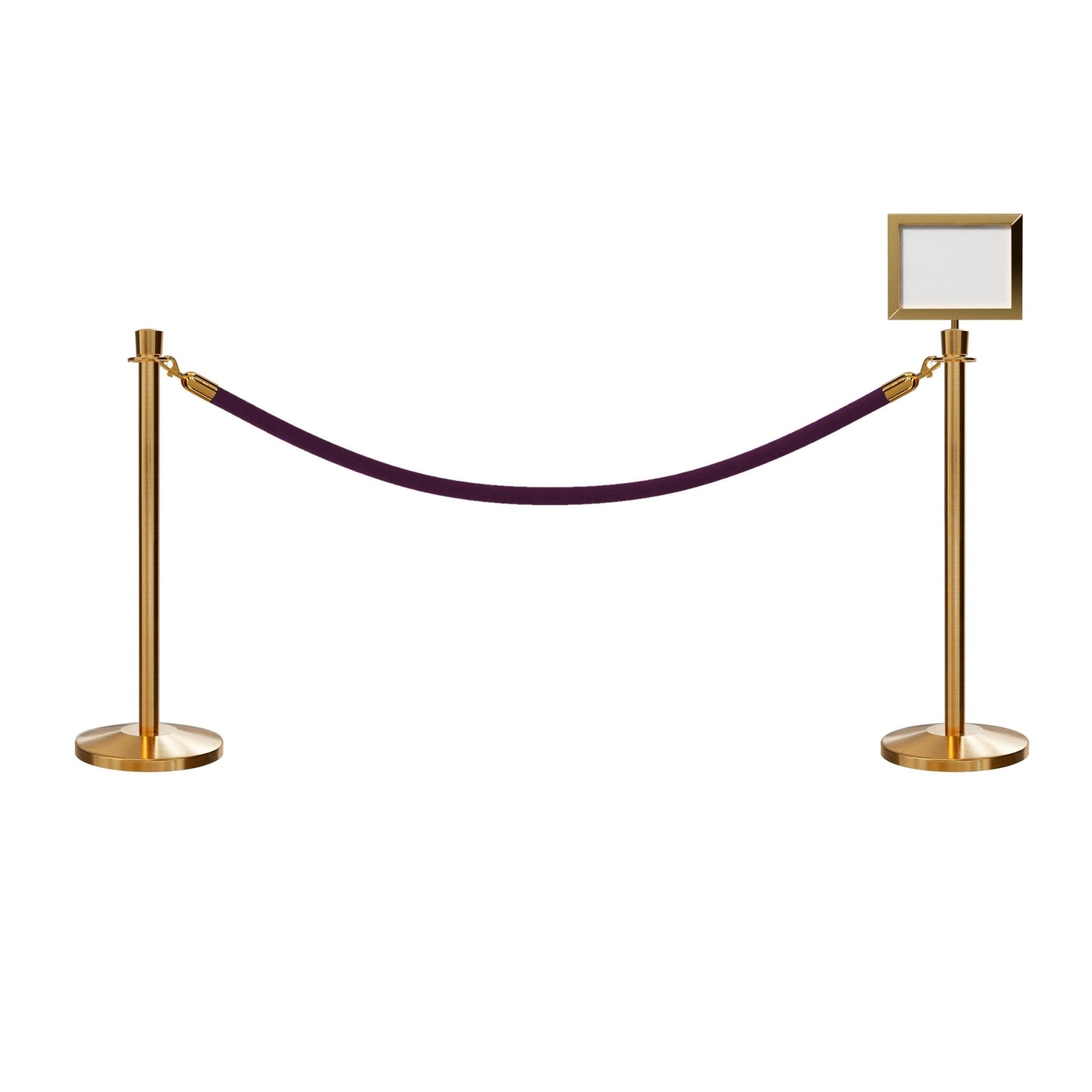 Crown Top Post and Rope Stanchion Kit with Sign Frame - Montour Line - Crowd Control Warehouse