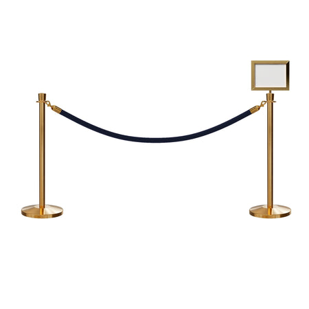 Crown Top Post and Rope Stanchion Kit with Sign Frame - Montour Line - Crowd Control Warehouse