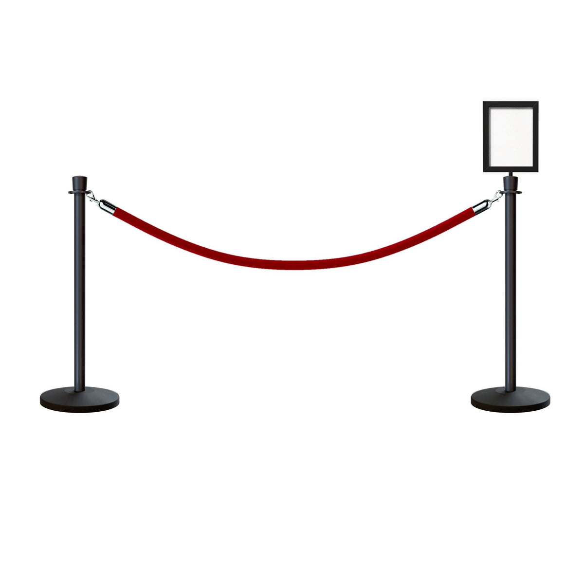 Crown Top Post and Rope Stanchion Kit with Sign Frame - Montour Line - Crowd Control Warehouse