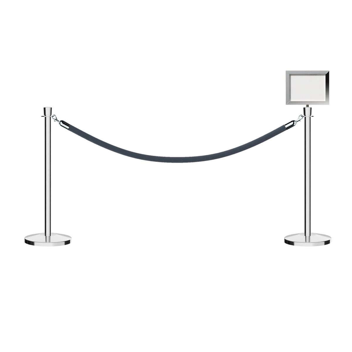 Crown Top Post and Rope Stanchion Kit with Sign Frame - Montour Line - Crowd Control Warehouse