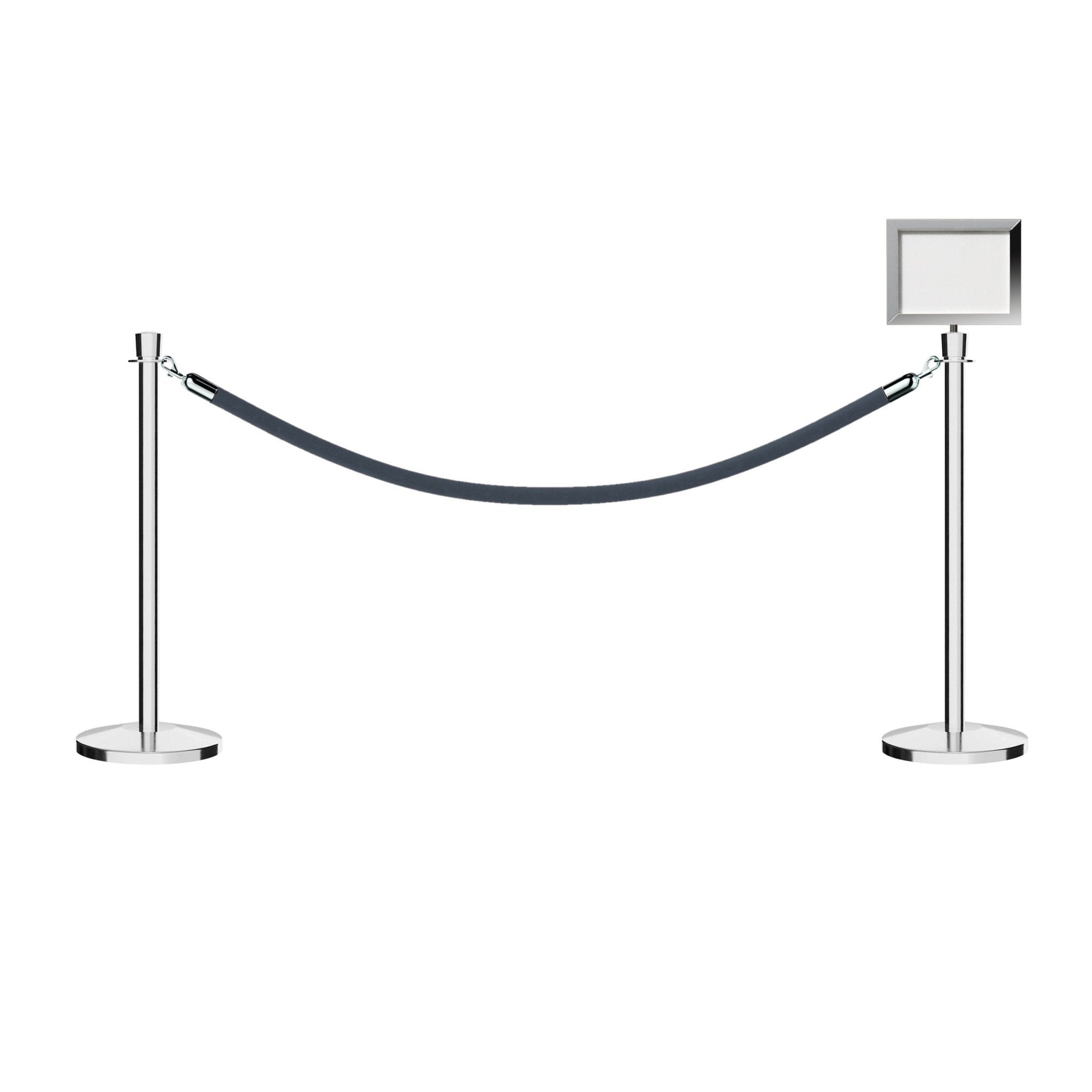 Crown Top Post and Rope Stanchion Kit with Sign Frame - Montour Line - Crowd Control Warehouse