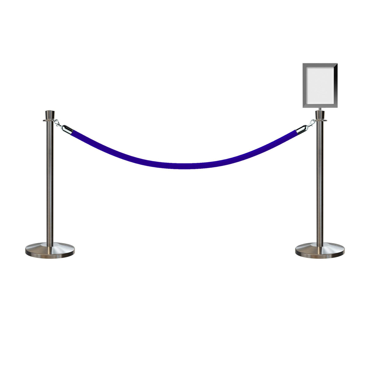 Crown Top Post and Rope Stanchion Kit with Sign Frame - Montour Line - Crowd Control Warehouse