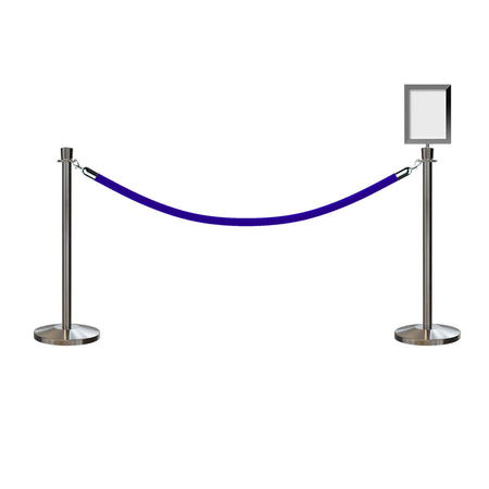 Crown Top Post and Rope Stanchion Kit with Sign Frame - Montour Line - Crowd Control Warehouse