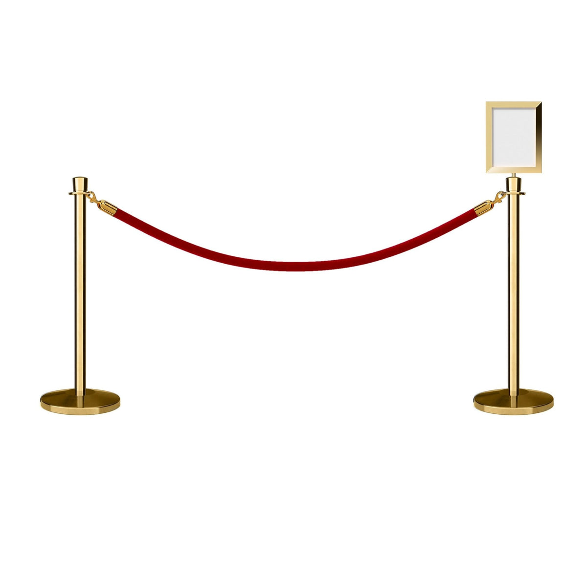 Crown Top Post and Rope Stanchion Kit with Sign Frame - Montour Line - Crowd Control Warehouse