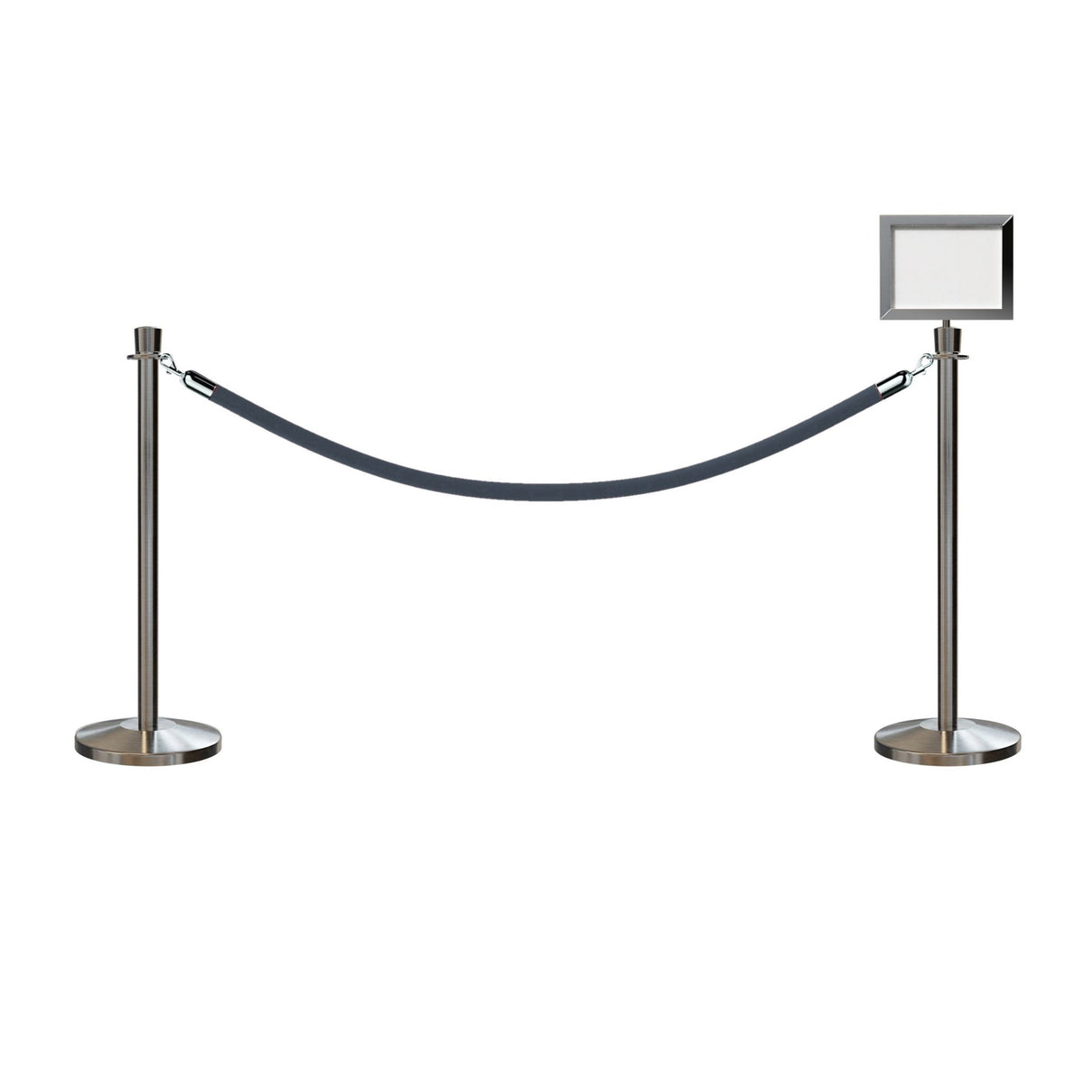 Crown Top Post and Rope Stanchion Kit with Sign Frame - Montour Line - Crowd Control Warehouse