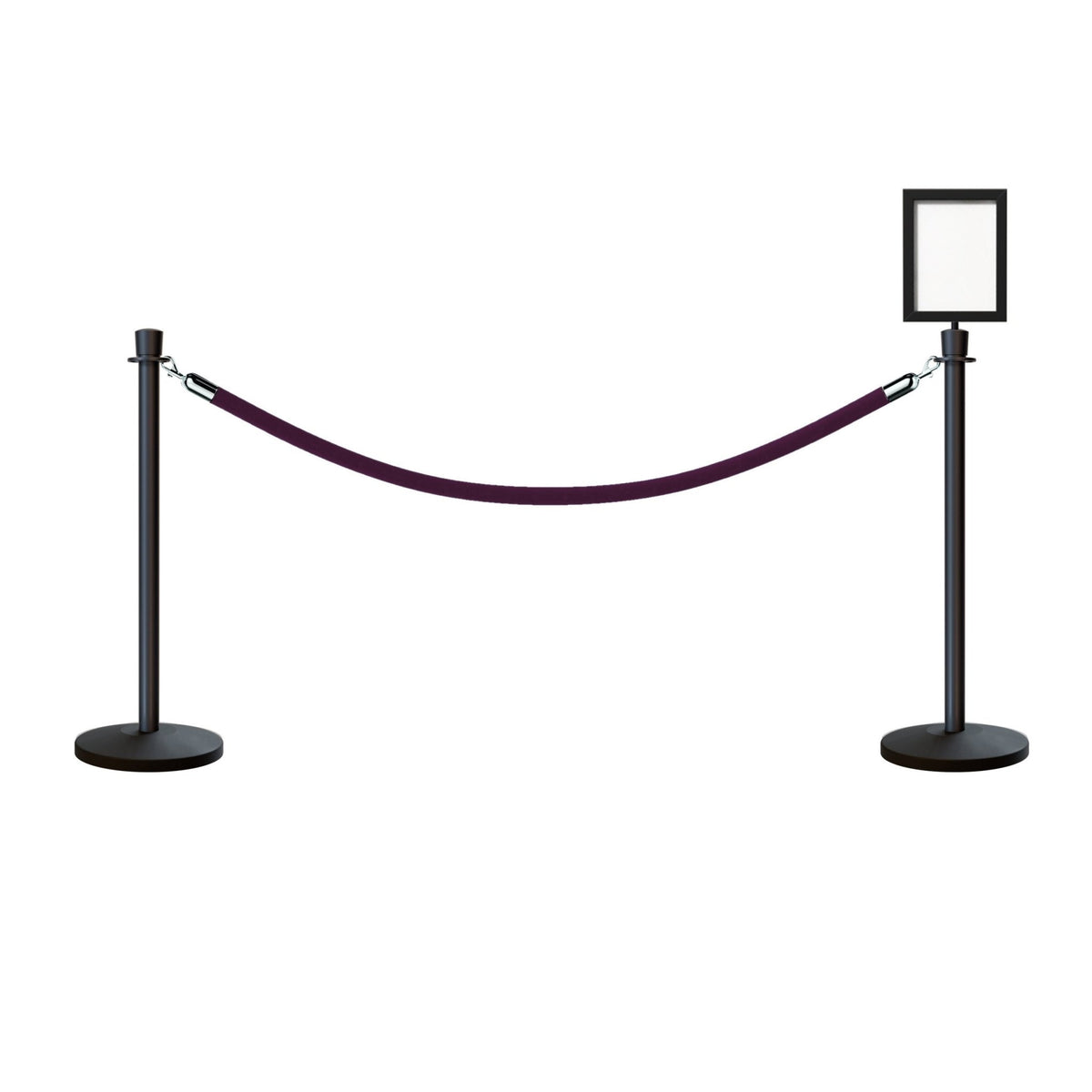 Crown Top Post and Rope Stanchion Kit with Sign Frame - Montour Line - Crowd Control Warehouse
