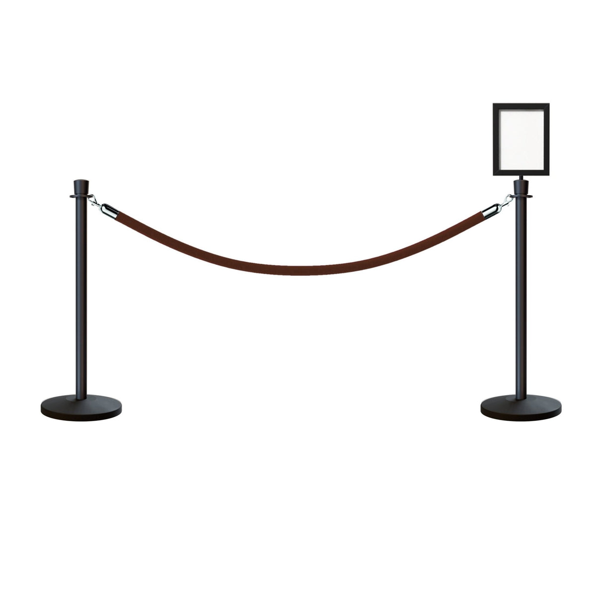 Crown Top Post and Rope Stanchion Kit with Sign Frame - Montour Line - Crowd Control Warehouse
