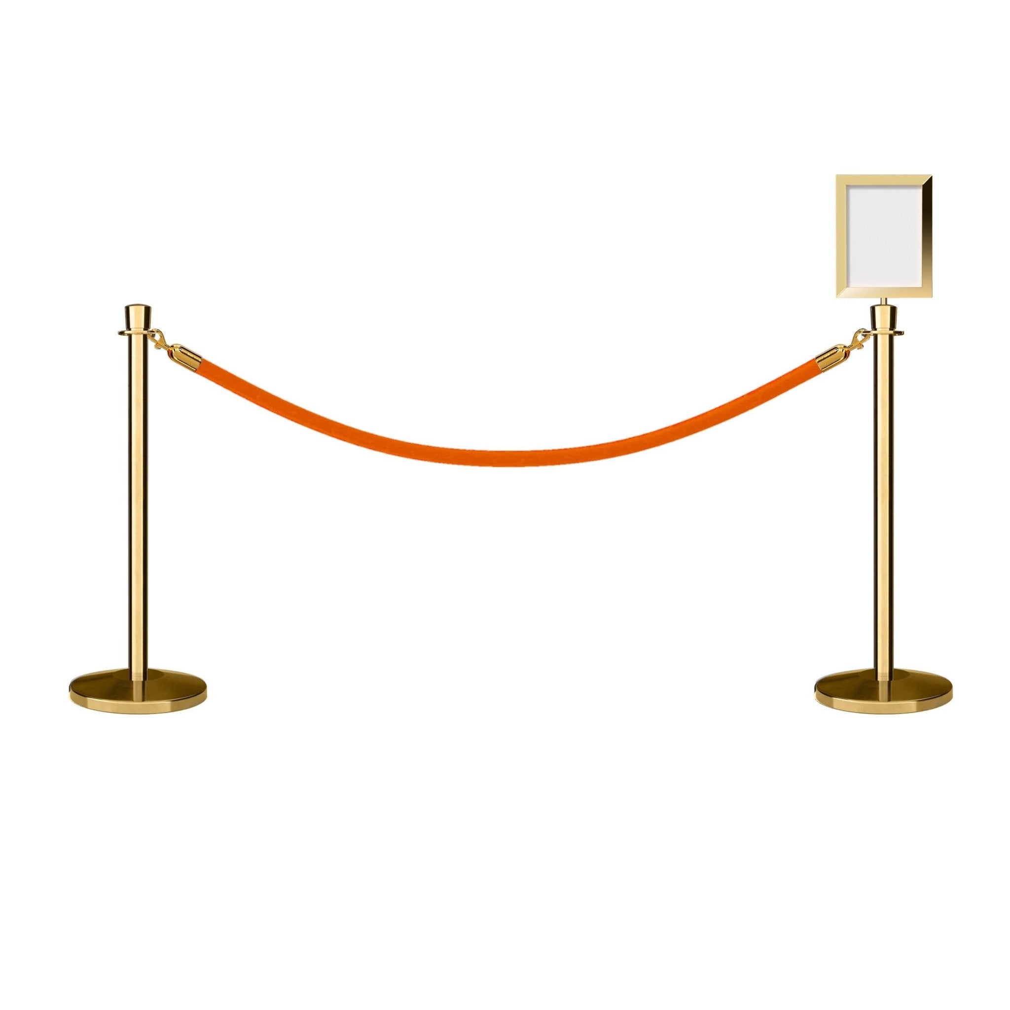 Crown Top Post and Rope Stanchion Kit with Sign Frame - Montour Line - Crowd Control Warehouse