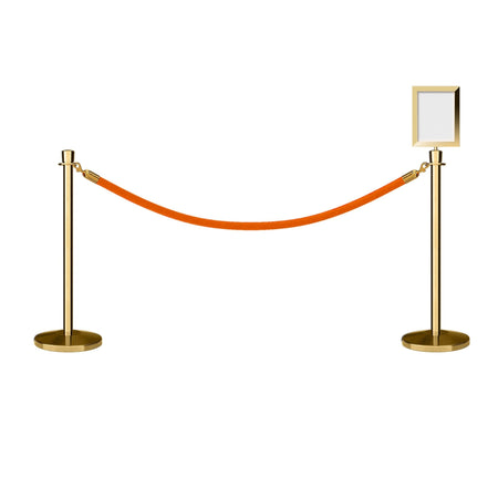 Crown Top Post and Rope Stanchion Kit with Sign Frame - Montour Line - Crowd Control Warehouse
