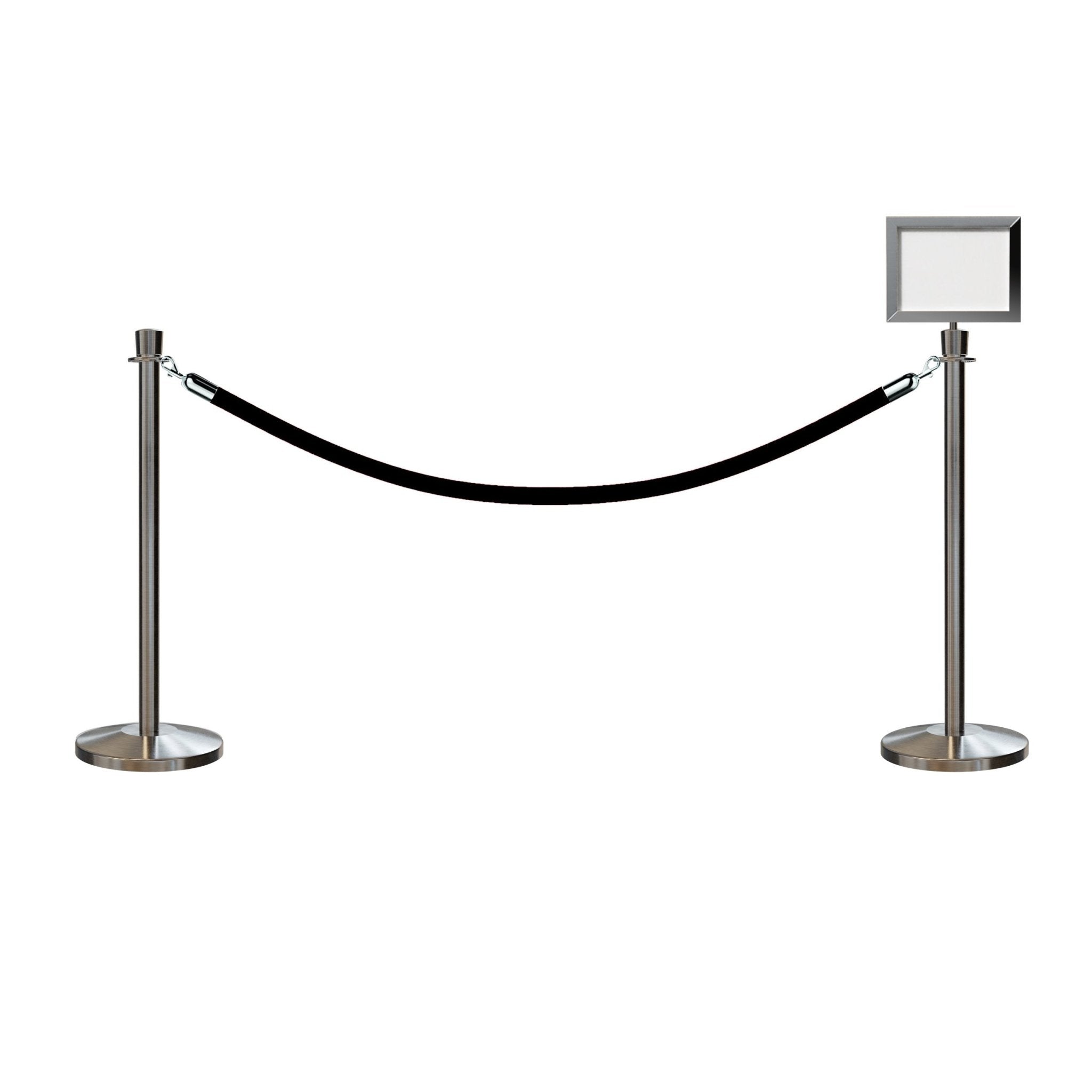 Crown Top Post and Rope Stanchion Kit with Sign Frame - Montour Line - Crowd Control Warehouse