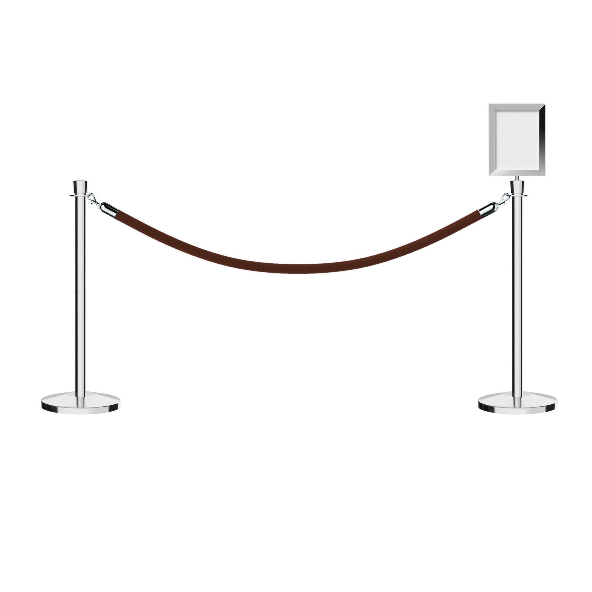 Crown Top Post and Rope Stanchion Kit with Sign Frame - Montour Line - Crowd Control Warehouse