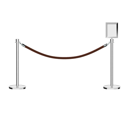 Crown Top Post and Rope Stanchion Kit with Sign Frame - Montour Line - Crowd Control Warehouse