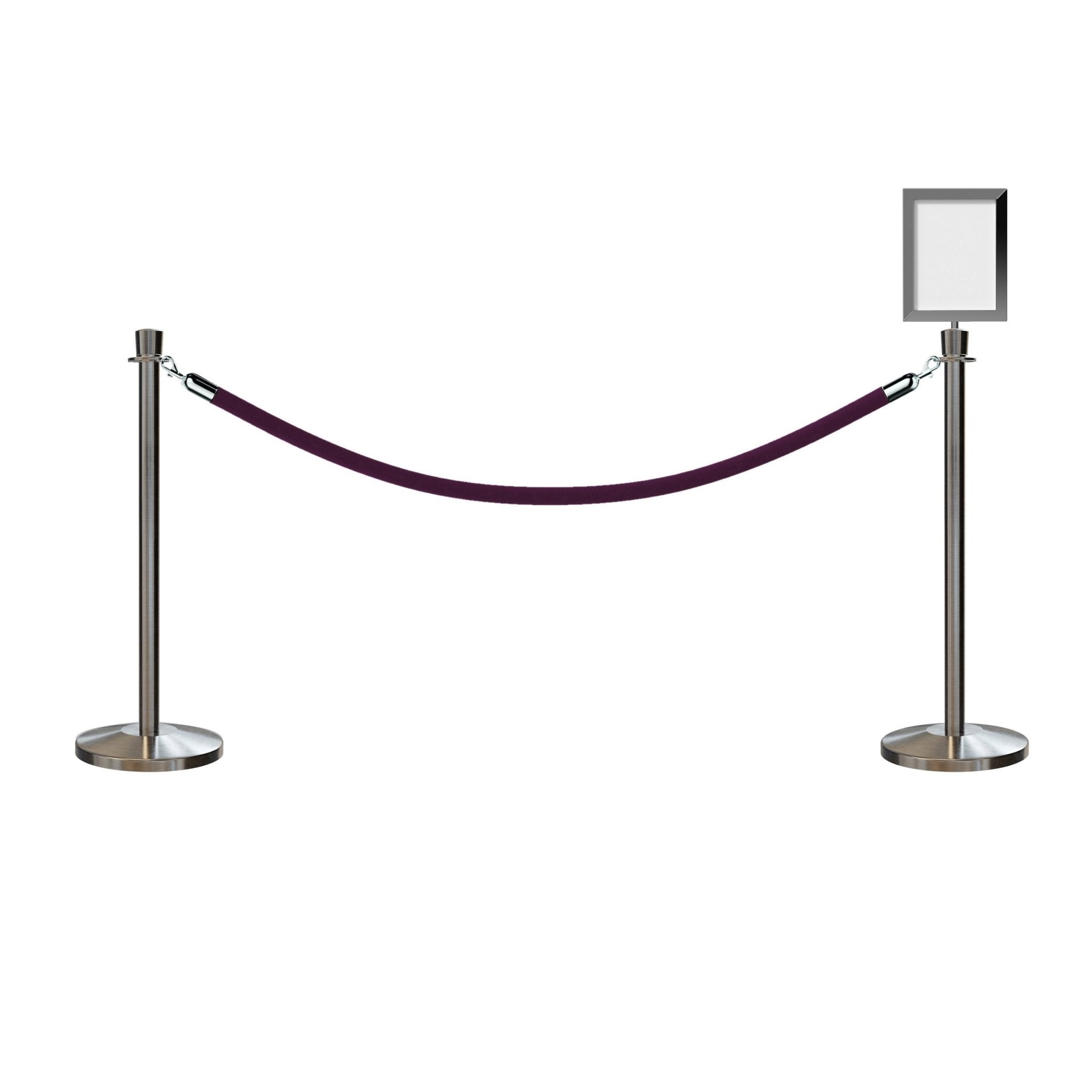 Crown Top Post and Rope Stanchion Kit with Sign Frame - Montour Line - Crowd Control Warehouse