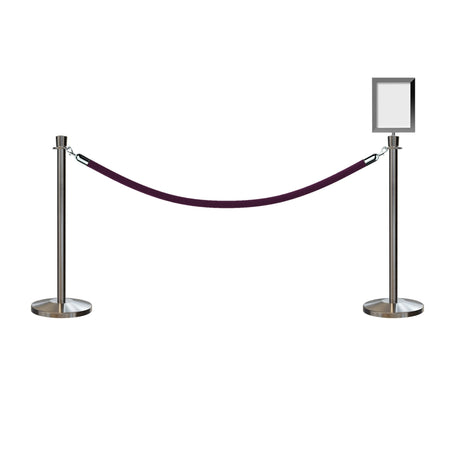 Crown Top Post and Rope Stanchion Kit with Sign Frame - Montour Line - Crowd Control Warehouse