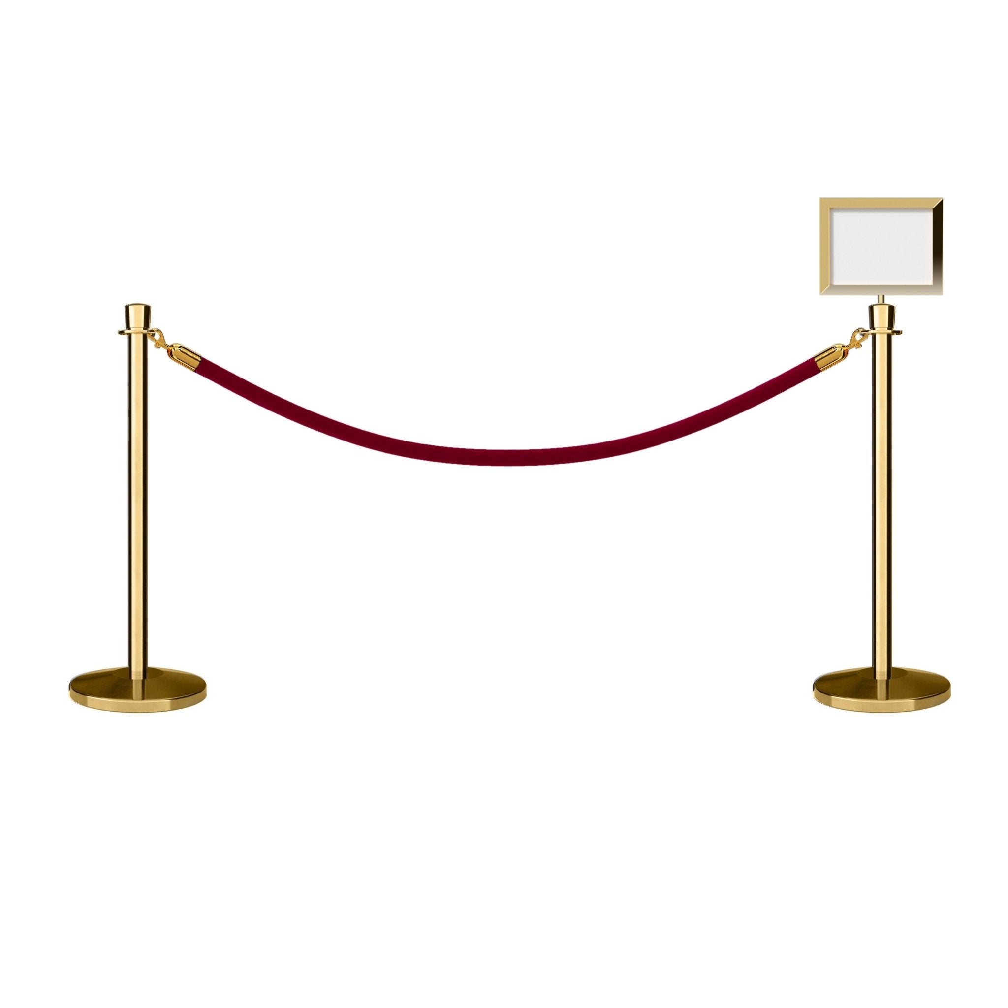 Crown Top Post and Rope Stanchion Kit with Sign Frame - Montour Line - Crowd Control Warehouse