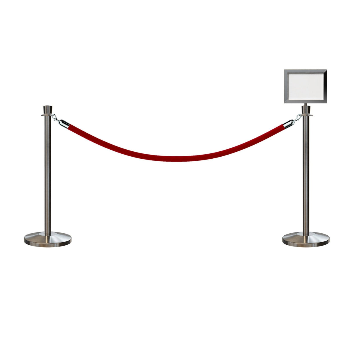 Crown Top Post and Rope Stanchion Kit with Sign Frame - Montour Line - Crowd Control Warehouse