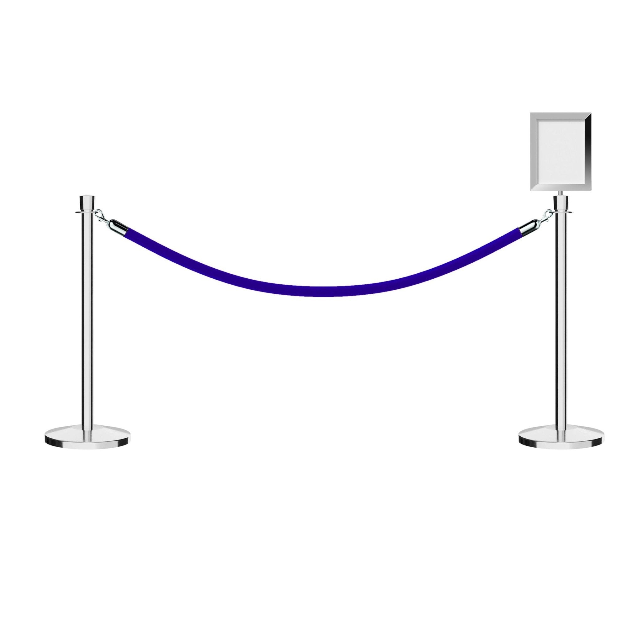 Crown Top Post and Rope Stanchion Kit with Sign Frame - Montour Line - Crowd Control Warehouse