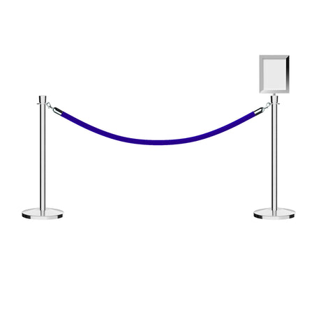Crown Top Post and Rope Stanchion Kit with Sign Frame - Montour Line - Crowd Control Warehouse