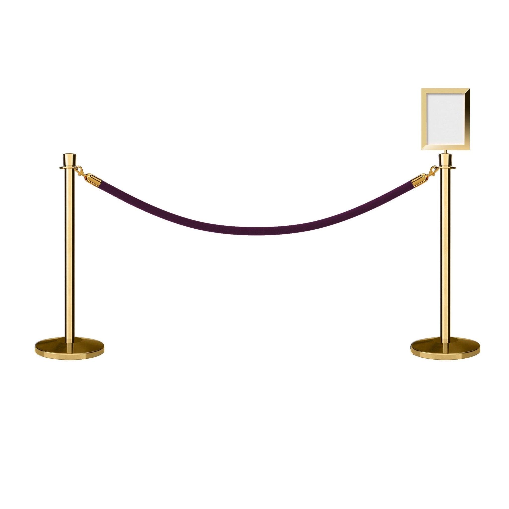 Crown Top Post and Rope Stanchion Kit with Sign Frame - Montour Line - Crowd Control Warehouse