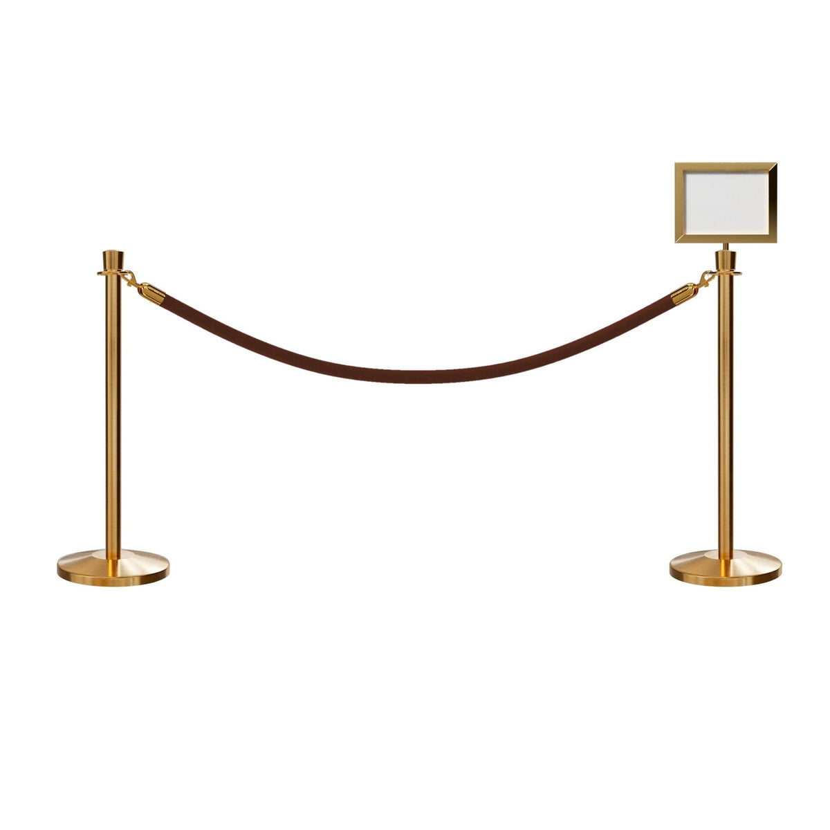 Crown Top Post and Rope Stanchion Kit with Sign Frame - Montour Line - Crowd Control Warehouse