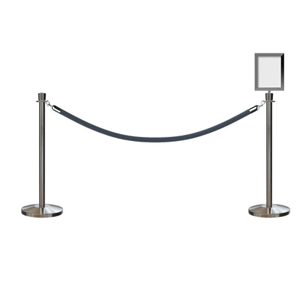 Crown Top Post and Rope Stanchion Kit with Sign Frame - Montour Line - Crowd Control Warehouse