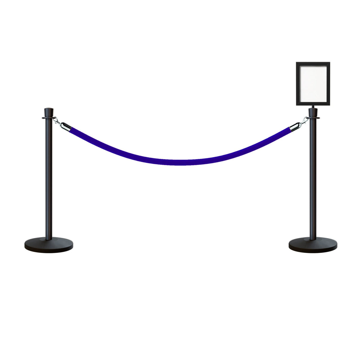 Crown Top Post and Rope Stanchion Kit with Sign Frame - Montour Line - Crowd Control Warehouse
