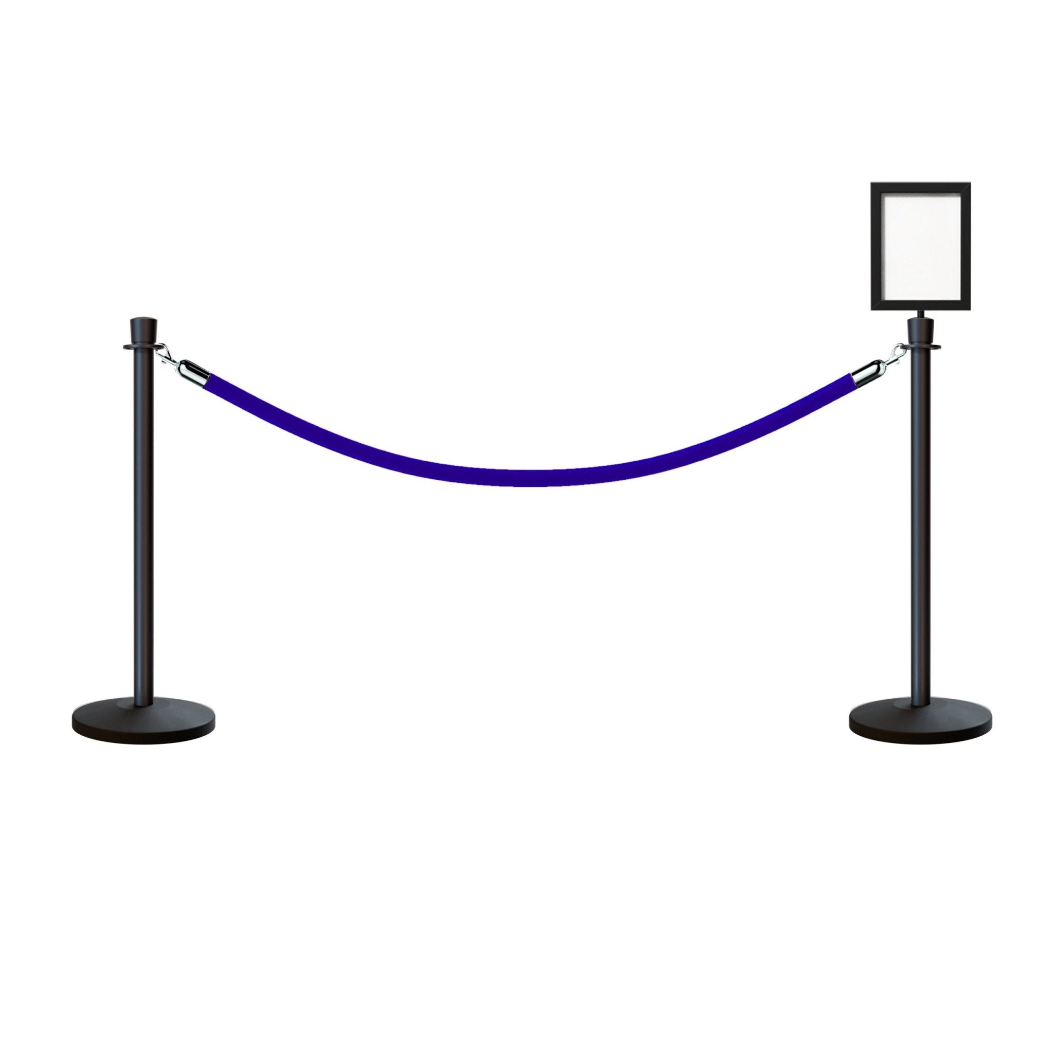 Crown Top Post and Rope Stanchion Kit with Sign Frame - Montour Line - Crowd Control Warehouse