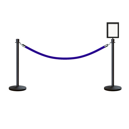 Crown Top Post and Rope Stanchion Kit with Sign Frame - Montour Line - Crowd Control Warehouse