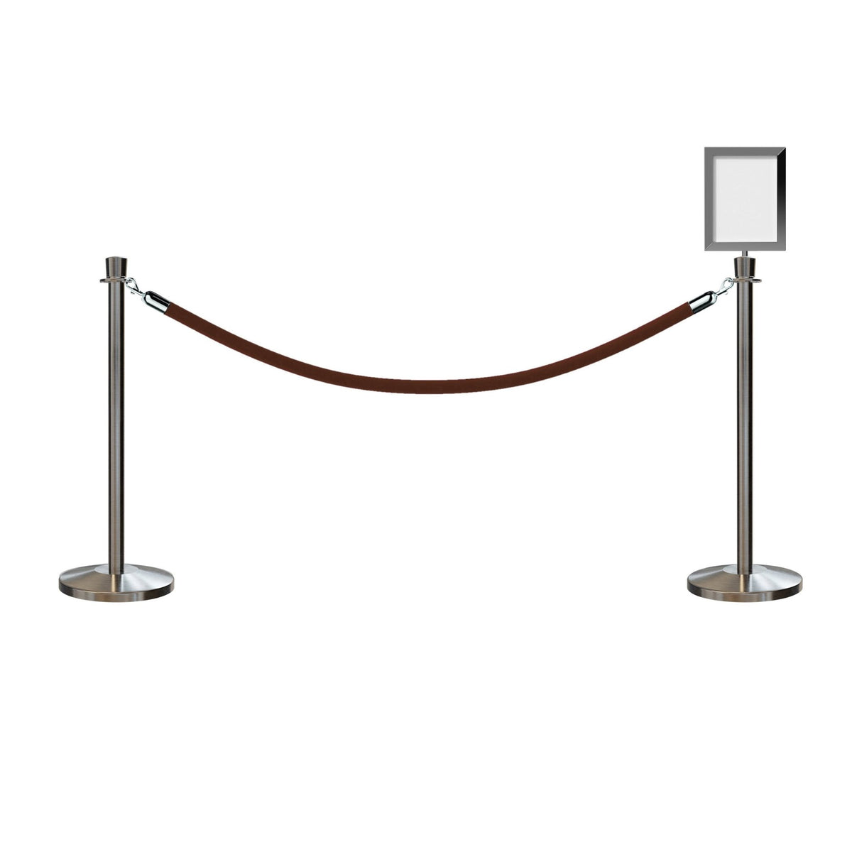 Crown Top Post and Rope Stanchion Kit with Sign Frame - Montour Line - Crowd Control Warehouse
