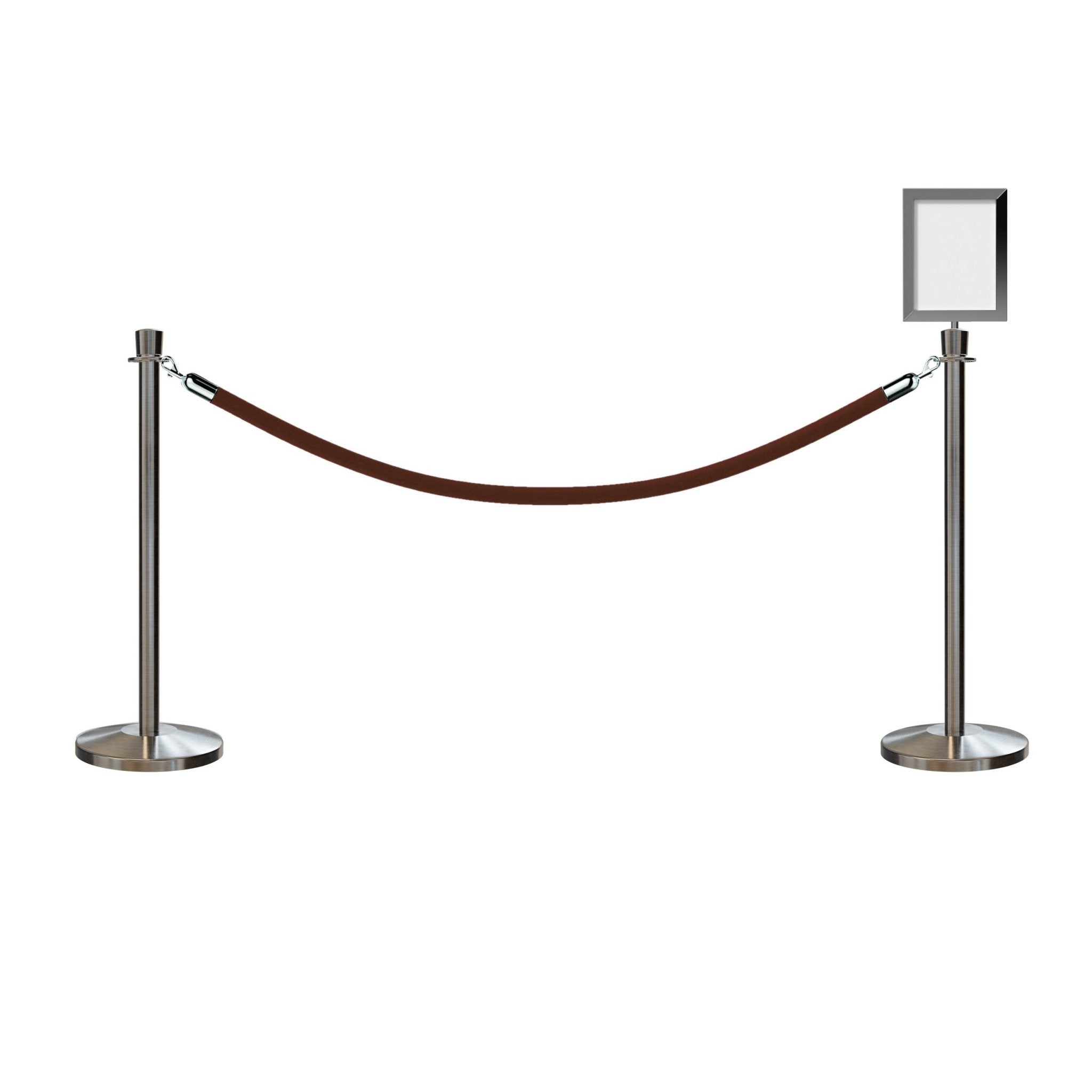 Crown Top Post and Rope Stanchion Kit with Sign Frame - Montour Line - Crowd Control Warehouse