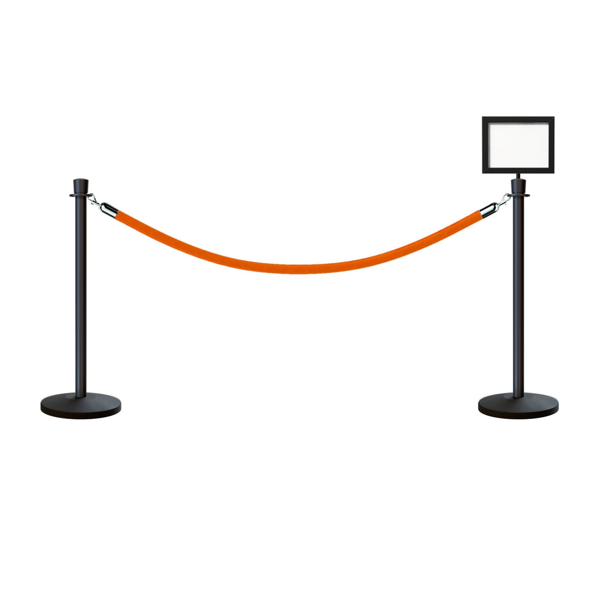 Crown Top Post and Rope Stanchion Kit with Sign Frame - Montour Line - Crowd Control Warehouse