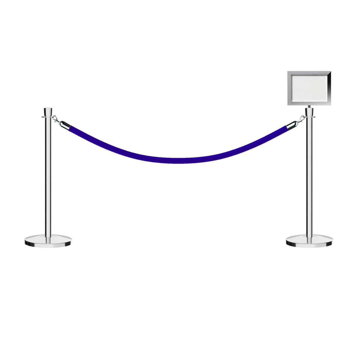 Crown Top Post and Rope Stanchion Kit with Sign Frame - Montour Line - Crowd Control Warehouse