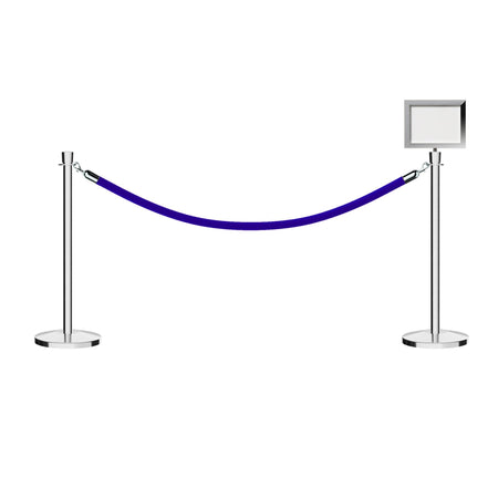 Crown Top Post and Rope Stanchion Kit with Sign Frame - Montour Line - Crowd Control Warehouse