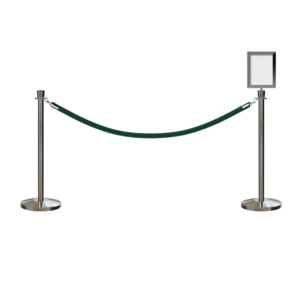 Crown Top Post and Rope Stanchion Kit with Sign Frame - Montour Line - Crowd Control Warehouse